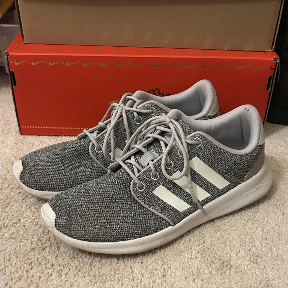 Adidas Gray and White Sneakers